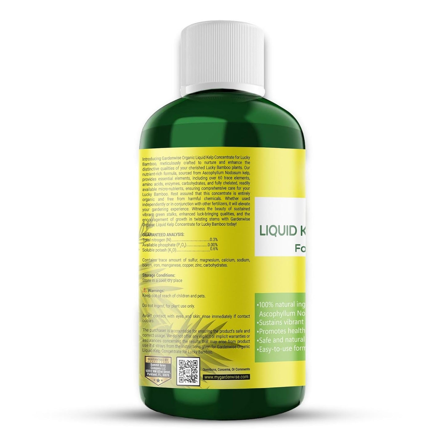 Organic Premium Kelp Seaweed Liquid Fertilizer for Lucky Bamboo - Natural Soil Enhancer (16 OZ)