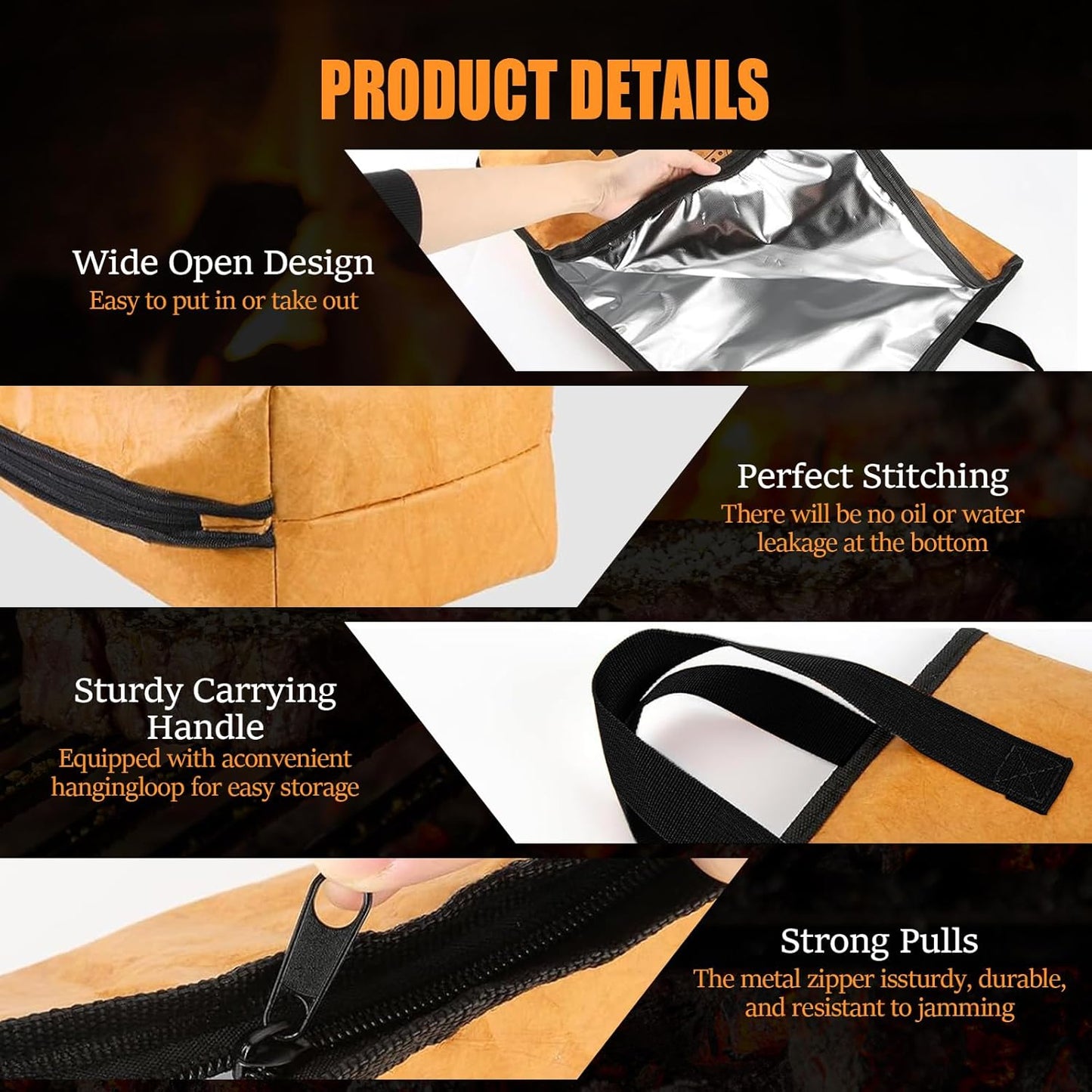 BBQ Blanket for Resting Meat, 22 in Smoker Meat Resting Blanket, Reusable Insulated Waterproof BBQ Accessories Resting Bag with Wide Mouth for Large Brisket/Beef/Pork Ribs - Gift for Men