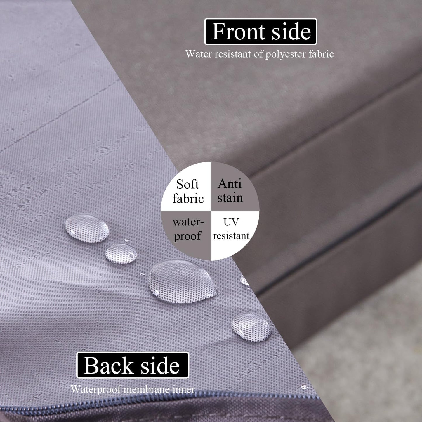 15 x 15 Inch Round Cushions for Outdoor Furniture Non-Slip Waterproof Patio Bistro Chair Cushion with Ties Bar Stool Seat Cushion for Kitchen Chairs Set of 2, Dark Gray