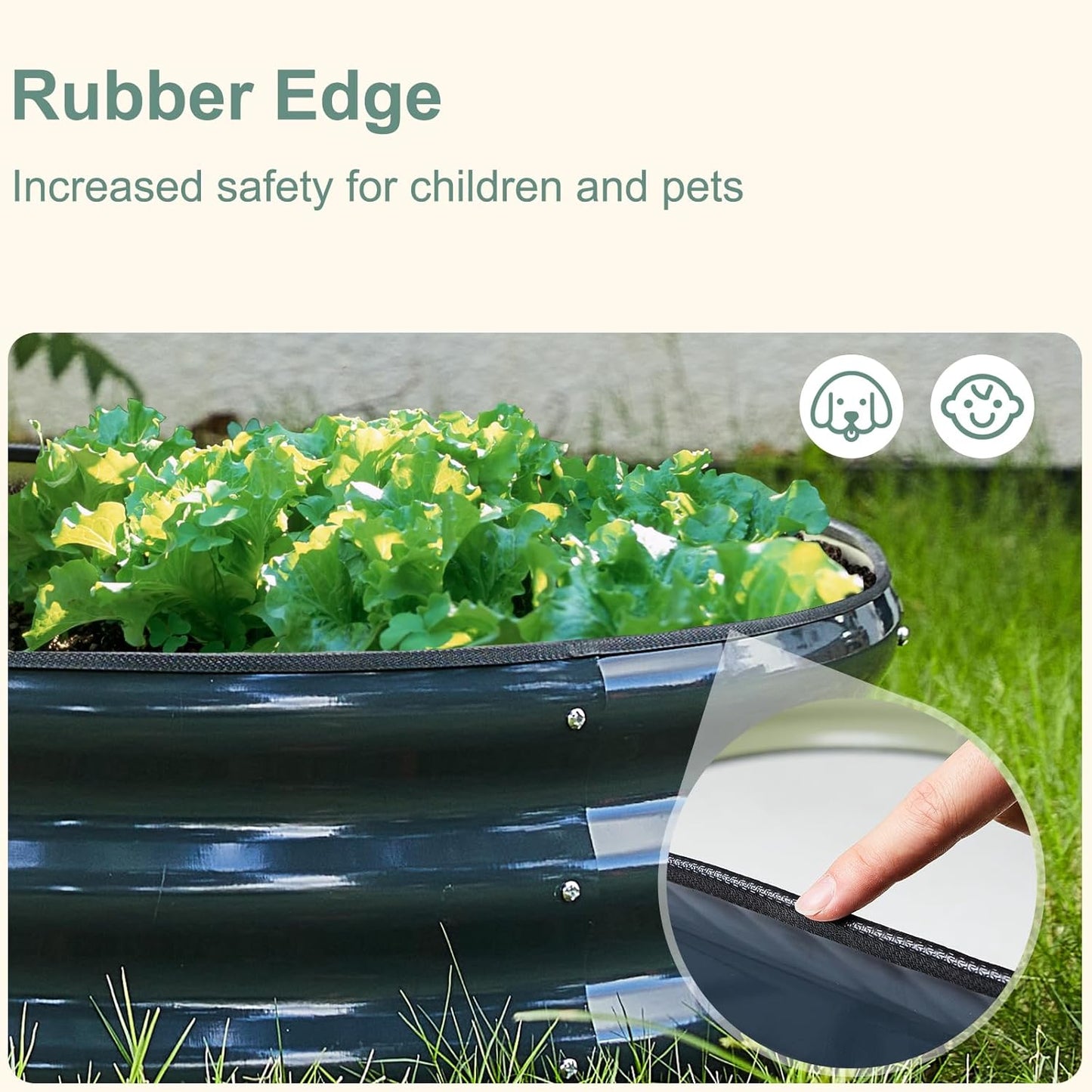 Galvanized Steel Raised Garden Bed 12" Tall Oval Galvanized Steel Raised Garden Bed - 7x3ft Oval Outdoor Planter Box with Rubber Edging (Grey)