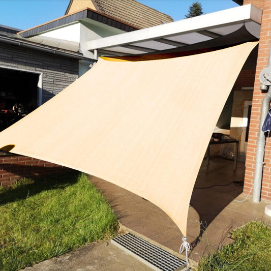 KANAGAWA 16'X16' Cream Custom Size Sun Shade Sail Square UV Block Canopy Cover for Patio Backyard Lawn Garden Outdoor (Customized Available)