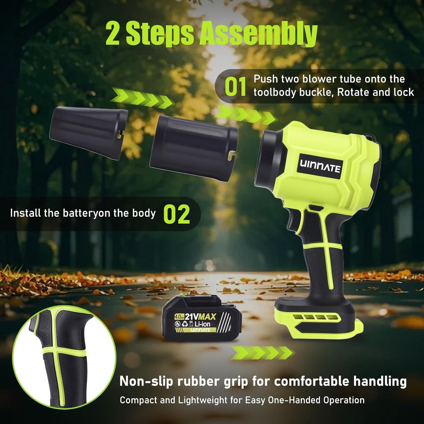 Leaf Blower Cordless with 2 Battery and Charger, Electric Blowers for Lawn Care & Garden, 21V 4000mAh Battery Powered Leave Blowers, Lightweight Handheld Blower for Patio, Car, Dust, Driveway