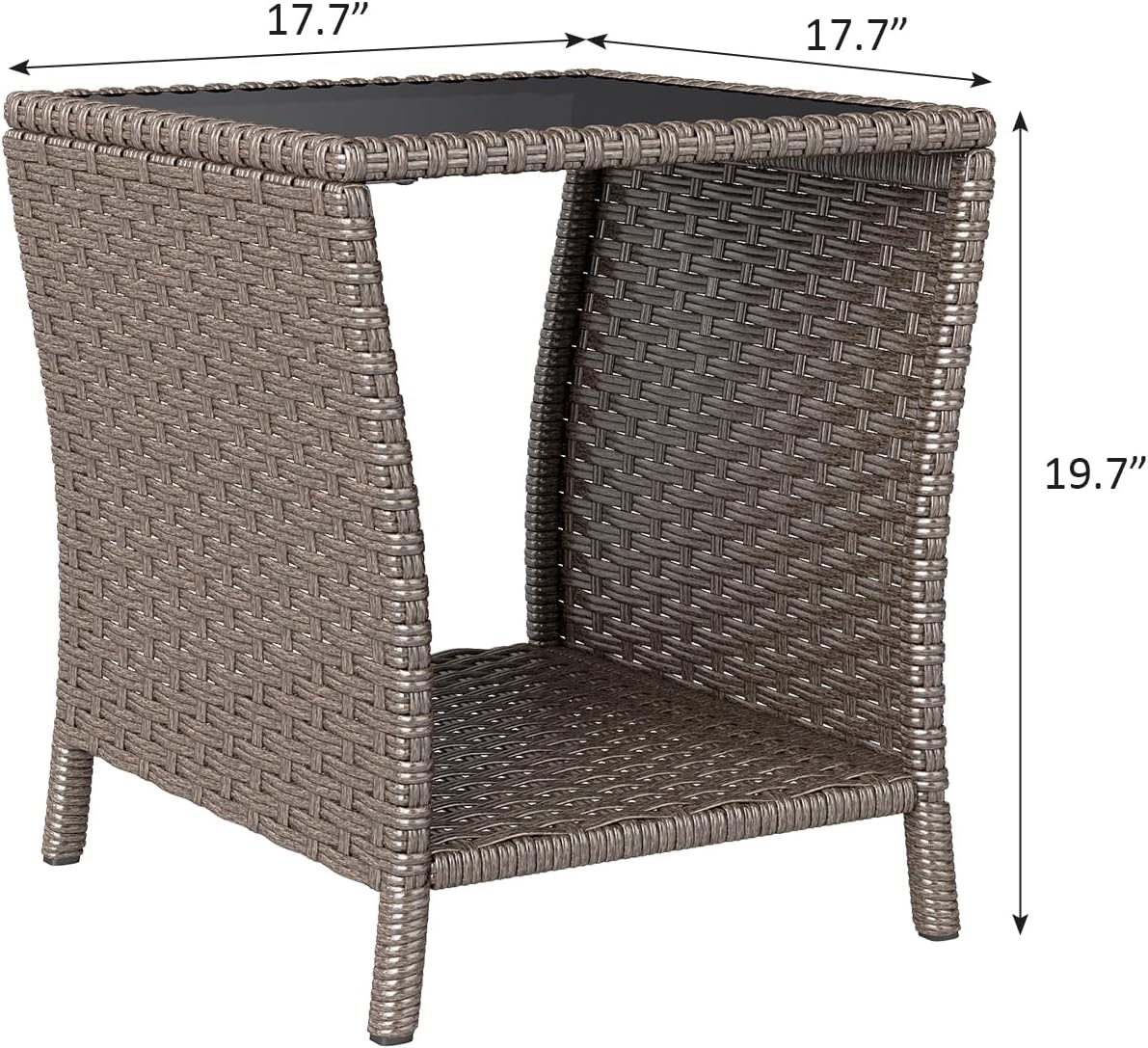 Outdoor Small Patio Table - PE Rattan Coffee Table, Wicker Side Table for Patio, Balcony & Porch, Durable & Iron Frame (1, Dark Brown)