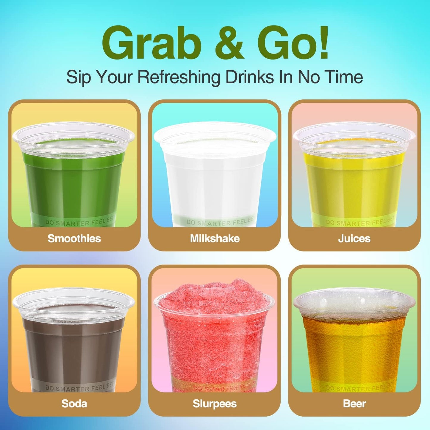 Eco Compostable Plant-Based Clear Plastic Cups 12oz Thick, Reusable, Disposable Iced Coffee Cups for Smoothies, Beer & Any Beverages for Parties, Weddings & Gatherings