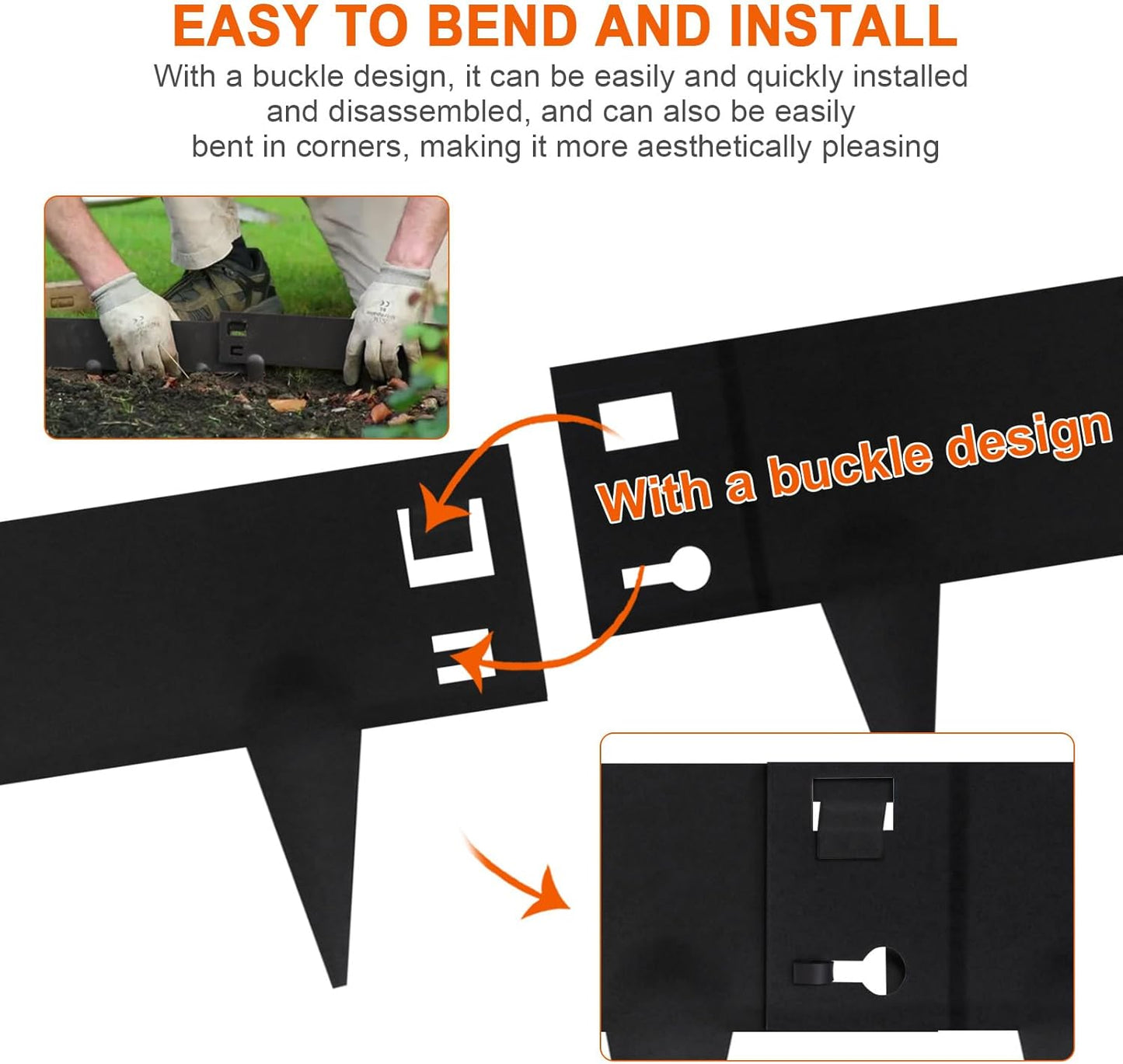 42" L X 7.9" H Metal Landscape Edging, Heavy Duty Galvanized Steel Garden Edging,6 Pack Garden Edging Border for Lawn, Flower Bed, Yard (Black