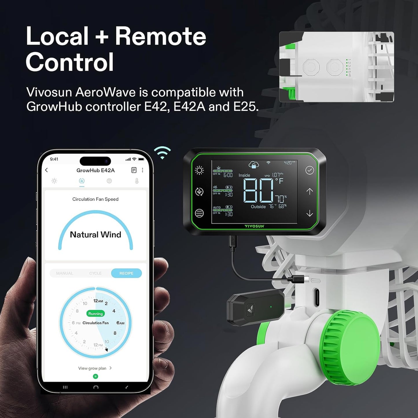 VIVOSUN 2-Pack AeroWave E6 Grow Tent Fan 6”, EC Motor, Smart Wifi Control, US Patented Auto Oscillating Clip fan, IP54, Strong Airflow but Quiet for Hydroponic Ventilation Circulation