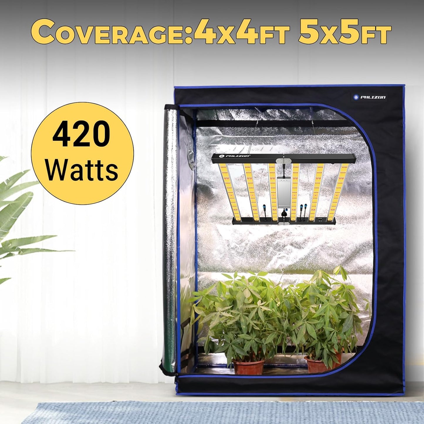 Phlizon FD4000 Plant Led Grow Light for 4x4ft 5x5ft Indoor Plants Coverage Daisy Chain Dimmable with UV IR Full Spectrum Growing Lamps