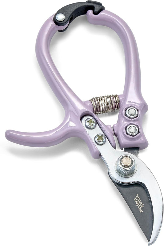Modern Sprout Hand Pruners - Lightweight Pruning Shears W/Easy Lock- Gardening Scissors - Bypass Sharp Carbon Steel Blade - Rust Resistant - Garden Tools - Reusable Holster - Lavender