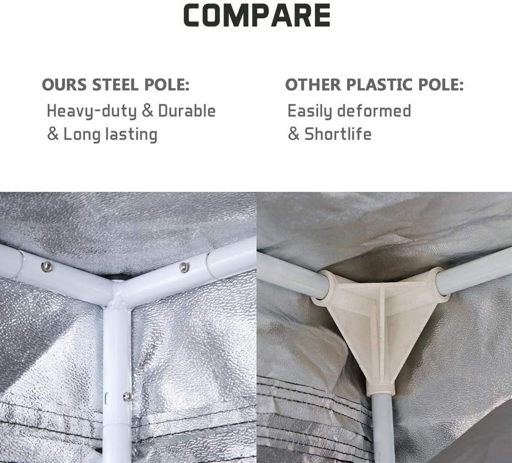 36"x36"x72" Mylar Hydroponic Grow Tent Grow Room with Obeservation Window and Removable Floor Tray for Indoor Plant Growing (36" x 36" x 72")