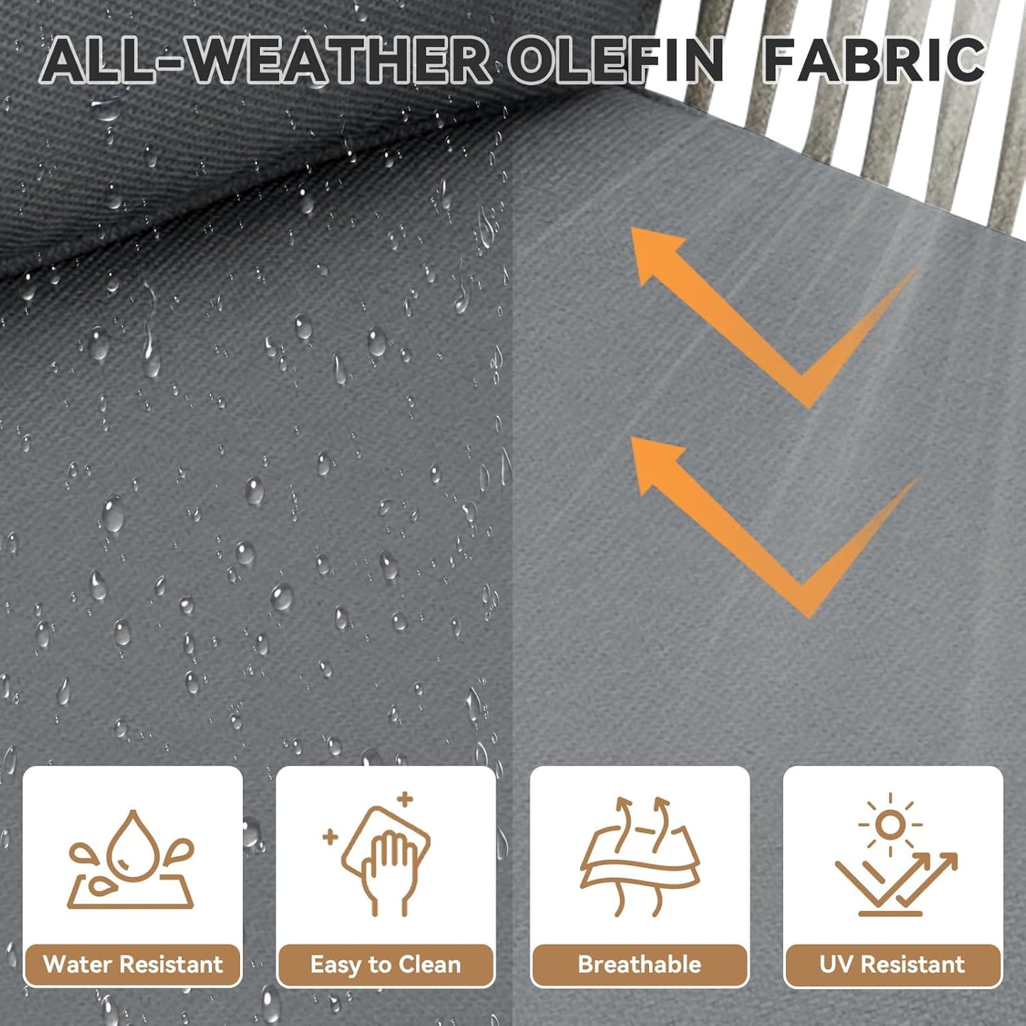 Patio Furniture Wicker Outdoor Conversation Set, 5-Piece All Weather Patio Furniture Rattan Rocking Sets w/Removable Cushions & Ottomans, Side Table for Backyard, Balcony, Deck, Dark Grey