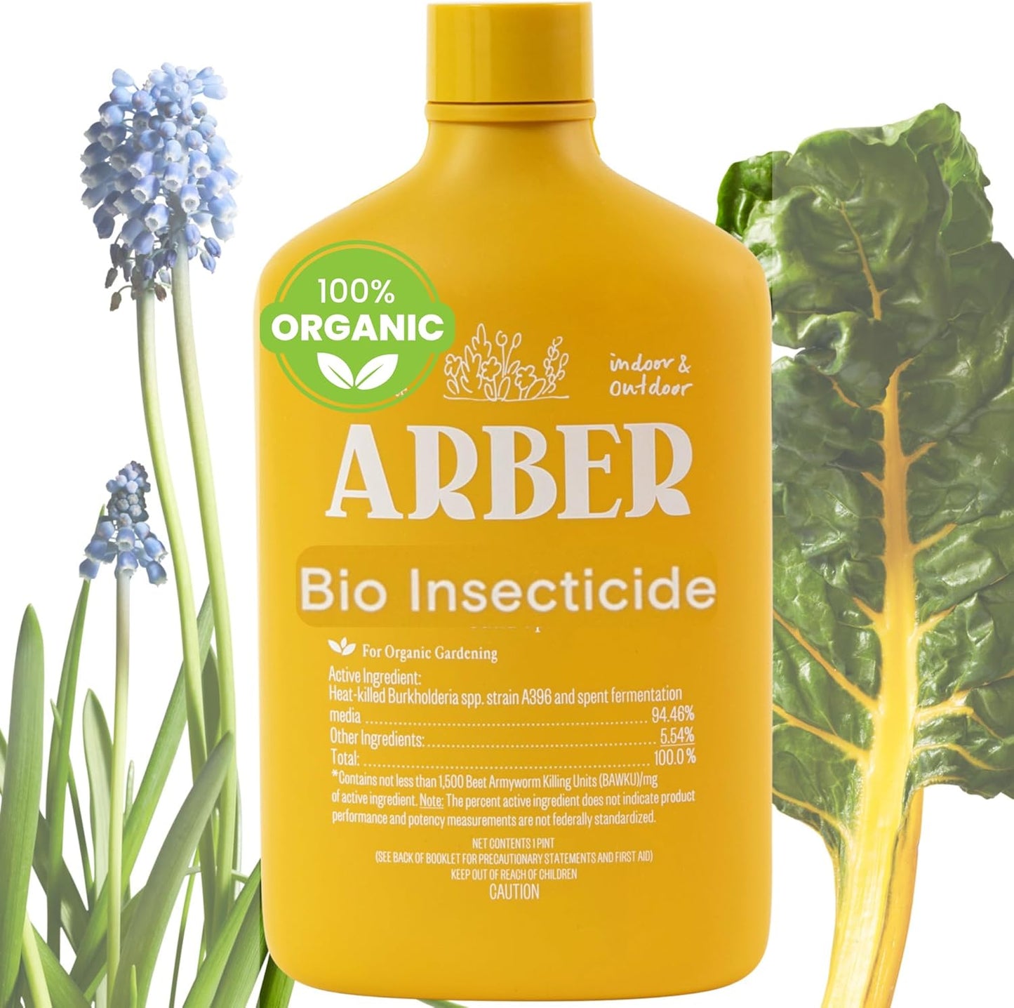 Organic Insecticide Liquid Concentrate – Natural Plant Insect Spray for Indoor & Outdoor Use, Fungus Gnat, Aphid & Spider Mite Control – Houseplant & Garden Insect Killer