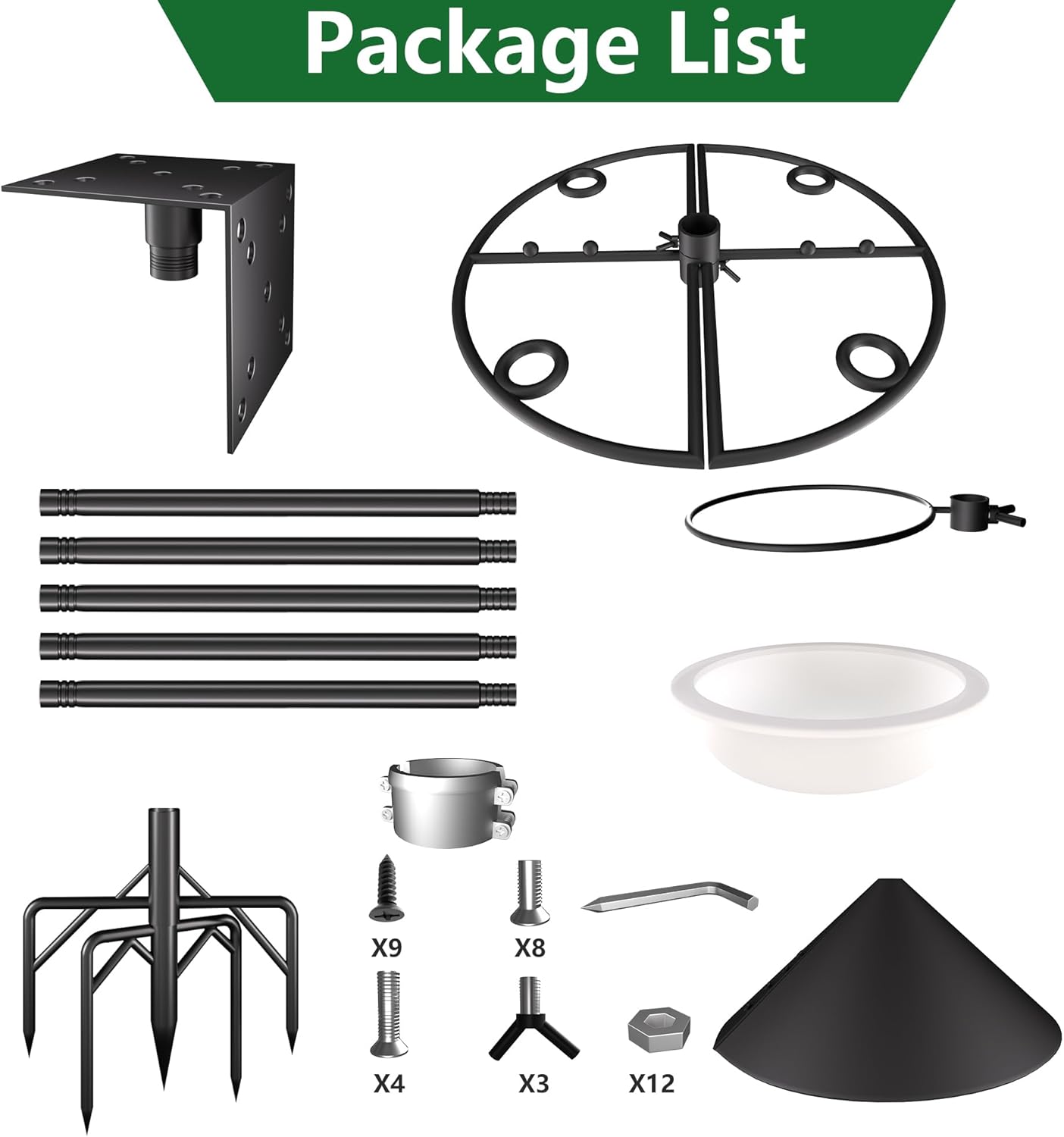 Bird Feeder Pole Stand,95 Inch House Pole for Outdoors Weather Station,Heavy Duty Metal Mount Kit Adjustable Multifunctional Bird Feeder Set