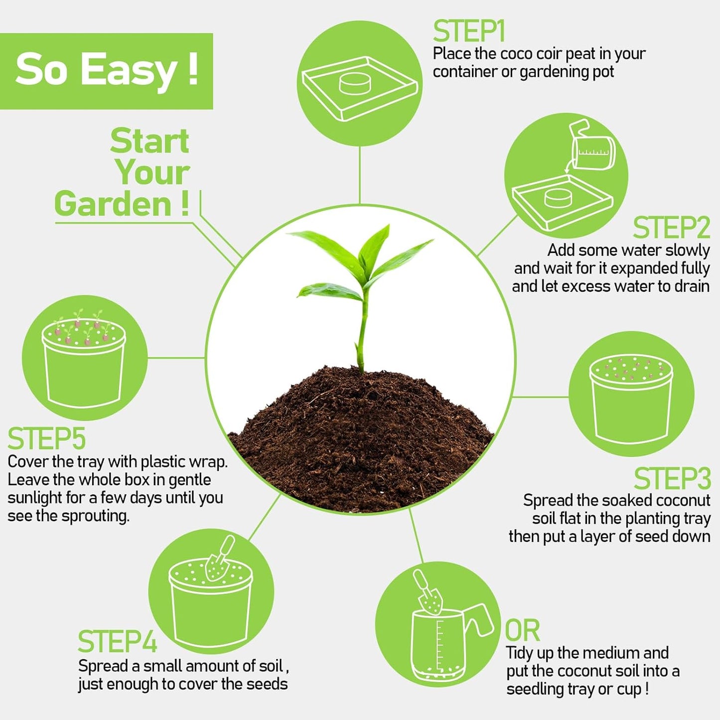 Legigo 200 Pcs 30mm Coco Coir Pellets Seed Starting Soil Mix- Compressed Coconut Coir Pellets Potting Soil Pods for Seedling, Coco Peat Soil Discs for Indoor & Outdoor Plants, Herb Vegetables Flowers