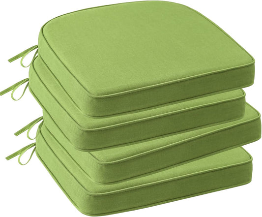 Outdoor Sunbrella Round Corner Seat Cushion, 17"x16"x2", Set of 4, Non Slip Seat Cushion Pads with Removable Cover for Patio Furniture, Garden Yard Lawn, Canvas Ginkgo