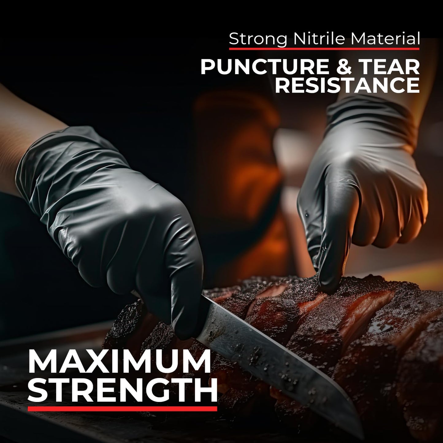 Heavy Duty 6 Mil Black Nitrile Gloves - Disposable, Latex & Powder Free | Mechanic, Food Prep & Tattoo | Rubber Gloves for Cooking, Cleaning & Household |Bulk Case of (1000)