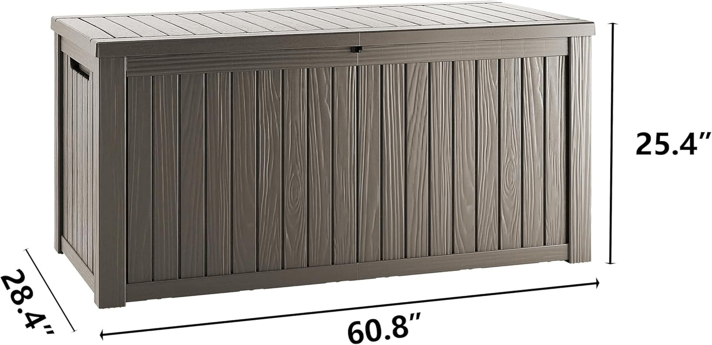 180 Gallon Outdoor Storage Deck Box - Large Waterproof Resin Bin for Delivery Boxes Outside, Lockable Storage for Patio/Pool Cushions & Tools, UV-Resistant, Granite Grey