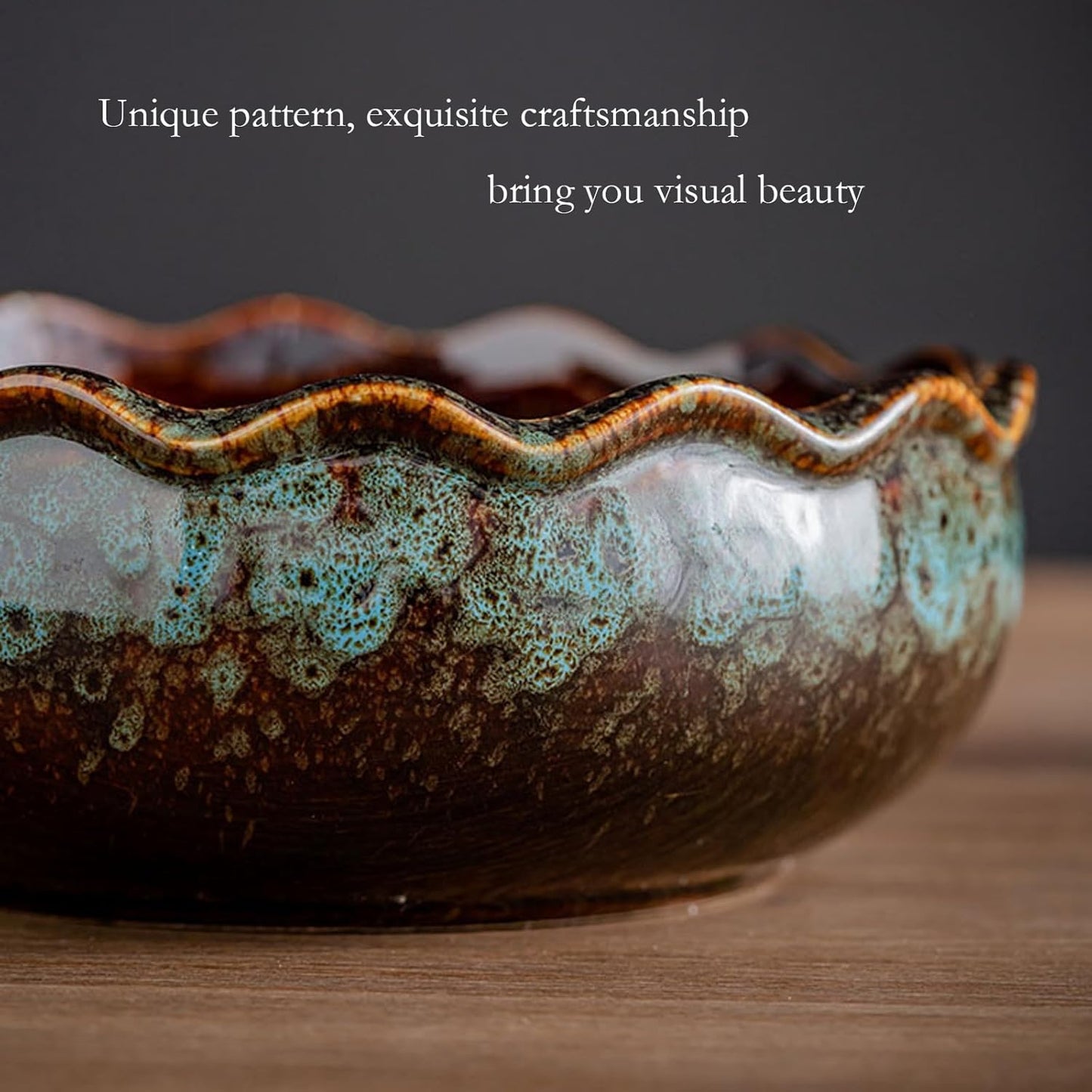 RUIGO Lotus Flower Bowl,Aquatic Planter Bowl,Bonsai Pots with Lotus Flower Design,Ceramic Lotus Flower Bowl,Perfect for Growing Hydroponic Plant,Decorative Bowl for Home,Garden