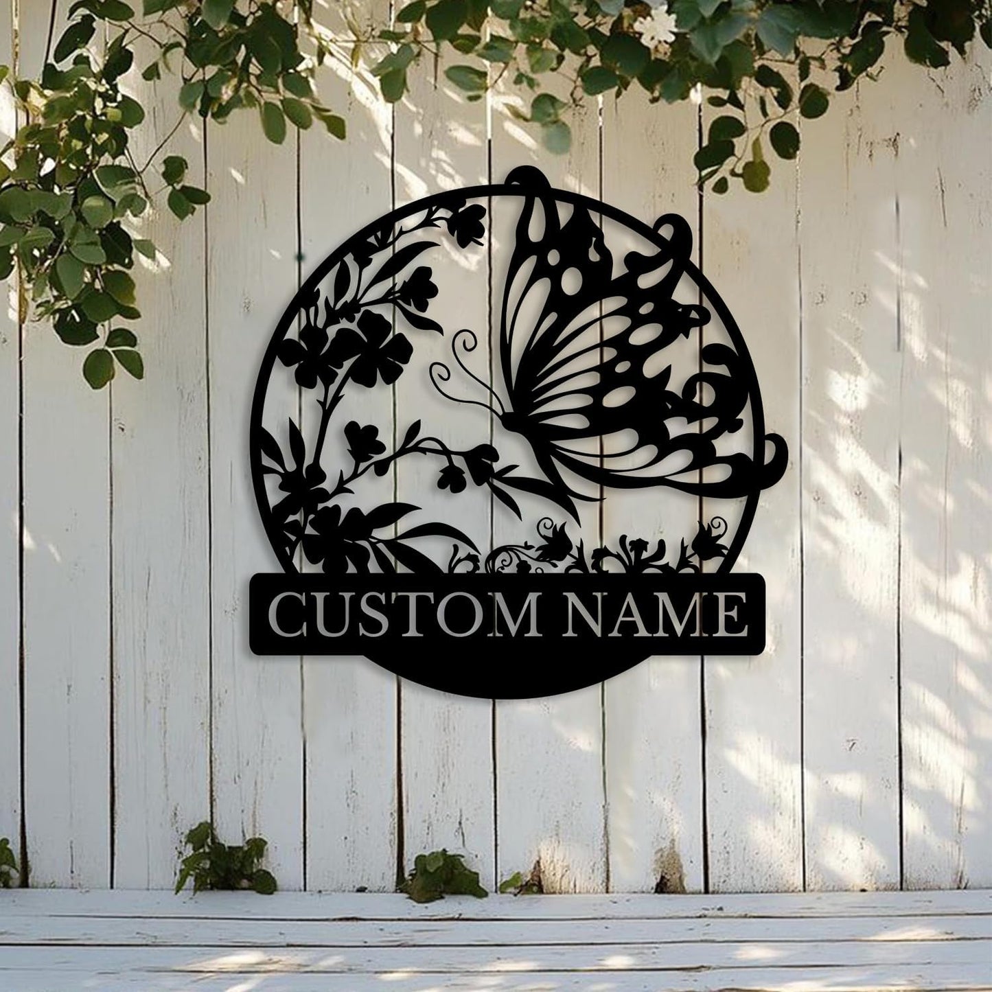 Custom Butterfly Metal Sign,Personalized Butterfly House Number Signs,Personalized Gardener Name Sign,Garden Patio Wall Decor (Style-3)