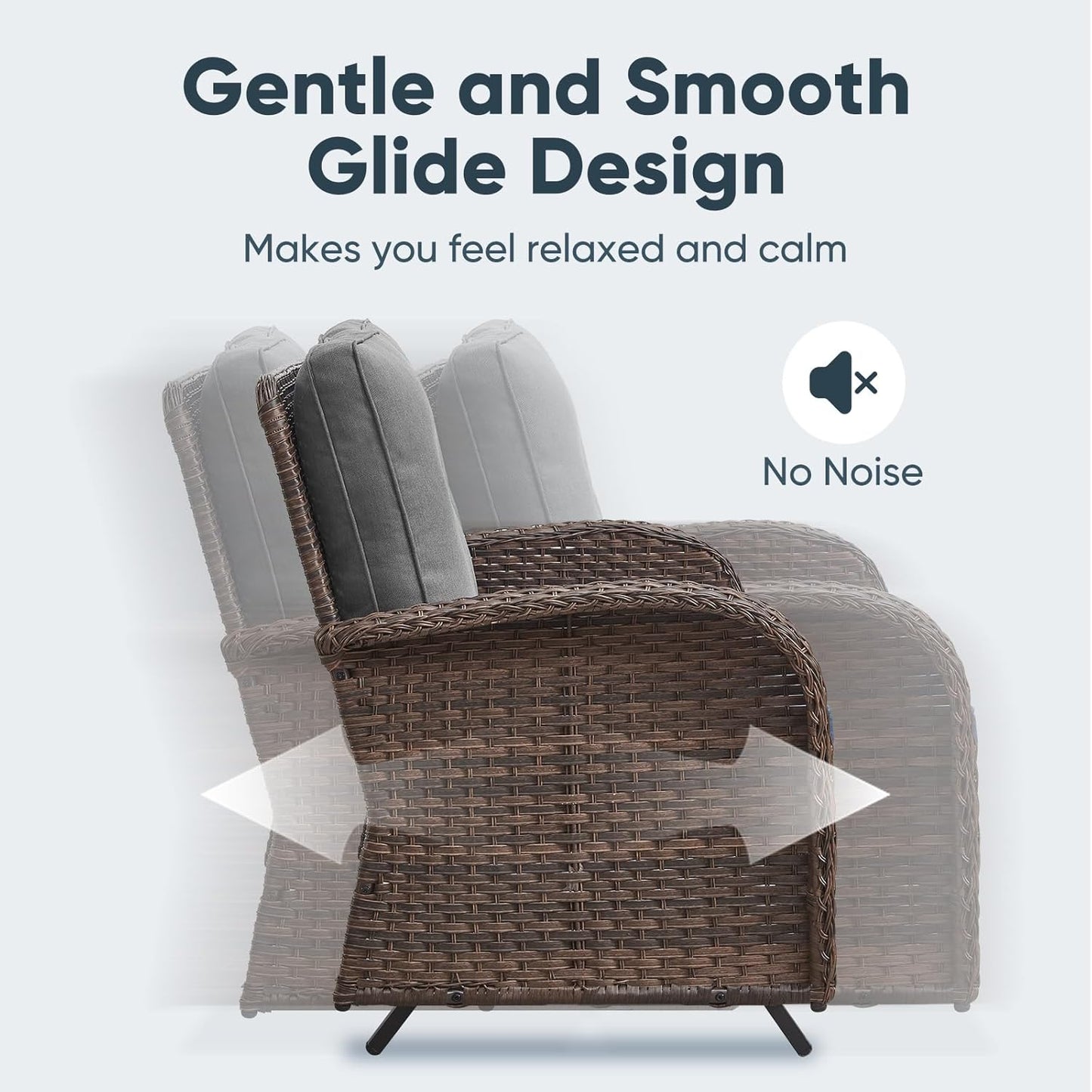 6 Piece Patio Conversation Sets - Wicker Patio Furniture Sets with Outdoor Swivel Rocker Chairs, Glider Loveseat Perfect for Patio Deck Backyard, Brown Wicker Grey Cushion