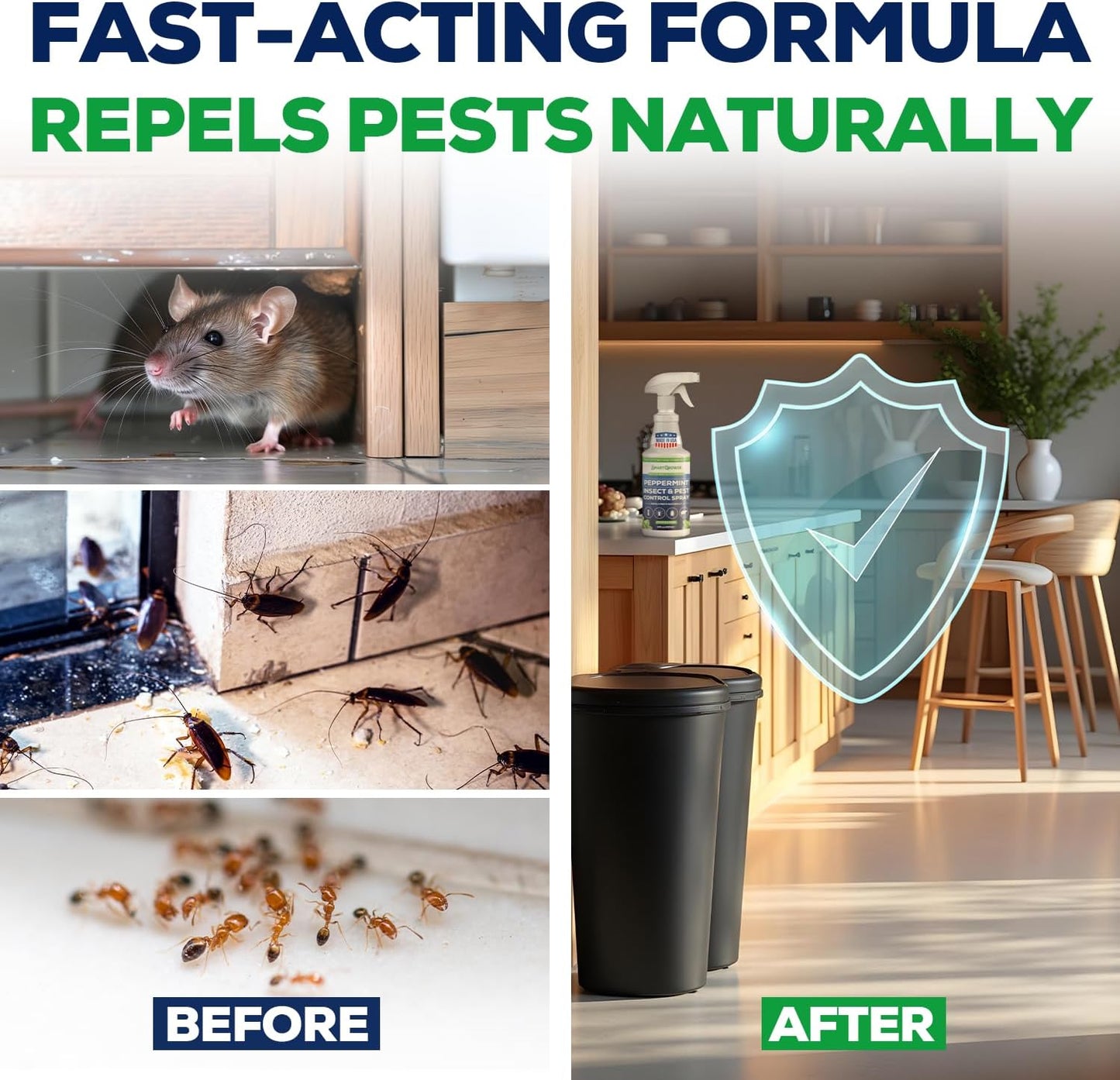 All Natural Peppermint Oil Insect & Pest Control Spray Repels Mice, Spiders, Ants, for Home, Indoor, Outdoor, Garden Maximum Strength Smart Grower Ready to Use 16 FL OZ