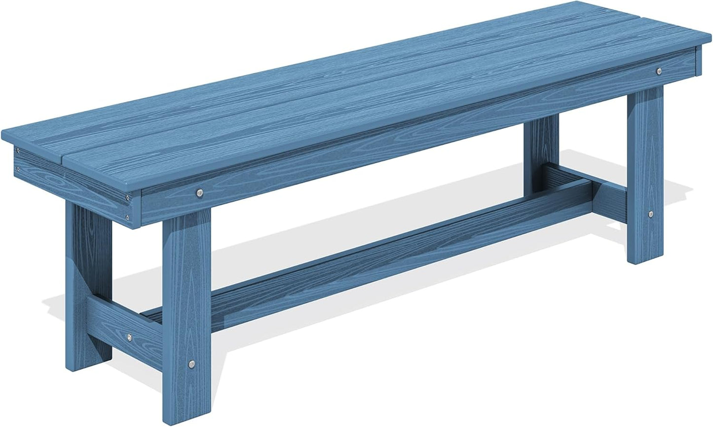 SERWALL 2-Person Outdoor Bench Backless, HDPE Outdoor Benches Weatherproof, 700 Lbs Weight Capacity, Poly Lumber Patio Furniture for Garden, Porch and Park, Navy