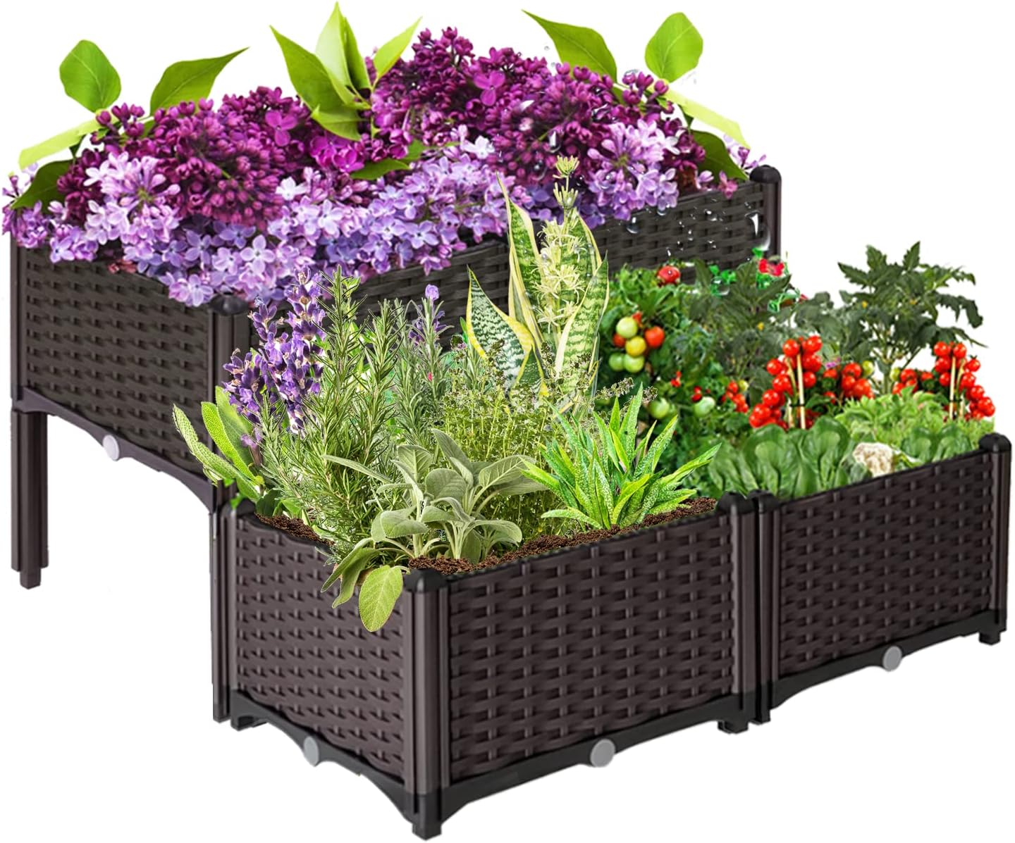 Raised Garden Bed with Legs Planters for Large planters Outdoor Plants Elevated Plastic Garden Planter Boxes Plant pots for Patio Backyard Porch Deck to Planting Flowers Vegetables and Herbs