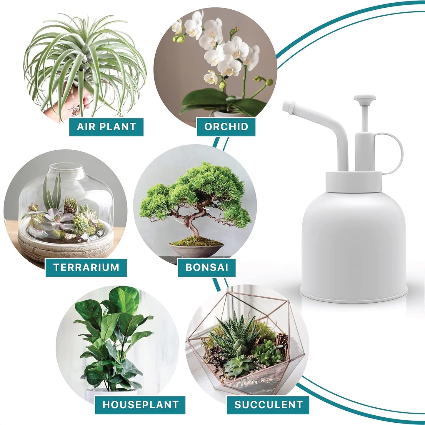 Plant Mister Spray Bottle Stainless Steel Watering Can for Indoor Plants Bonsai Sprayer Succulent Spritzer Houseplant Atomizer Terrarium Mister Modern Garden Tools 10oz/300ml White