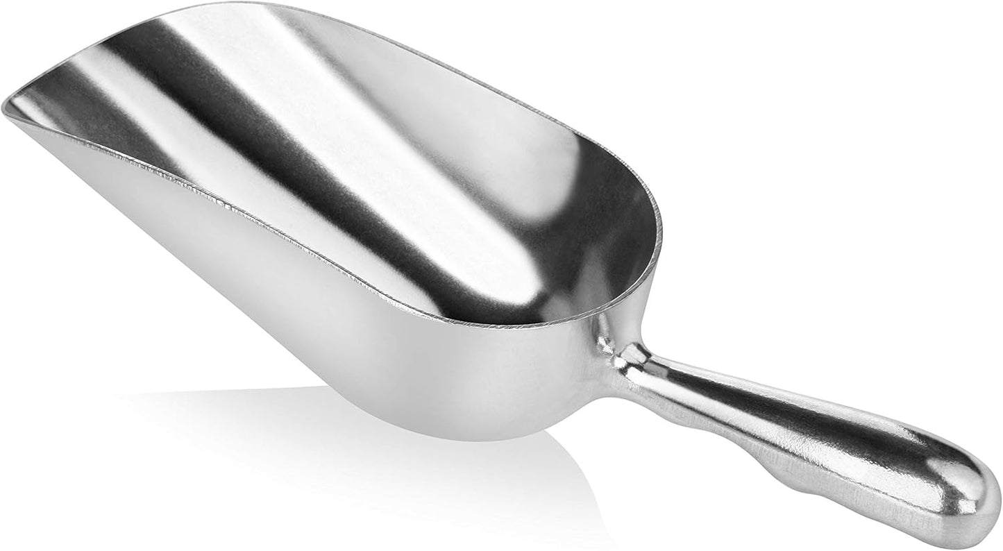 New Star Foodservice 34509 One-Piece Cast Aluminum Round Bottom Bar Ice Flour Utility Scoop, 5-Ounce, Silver (Hand Wash Only)