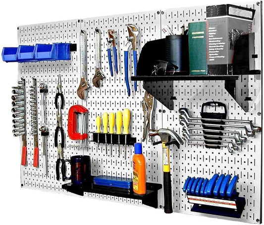 Wall Control 30-WRK-400WB Standard Workbench Metal Pegboard Tool Organizer,White/Black
