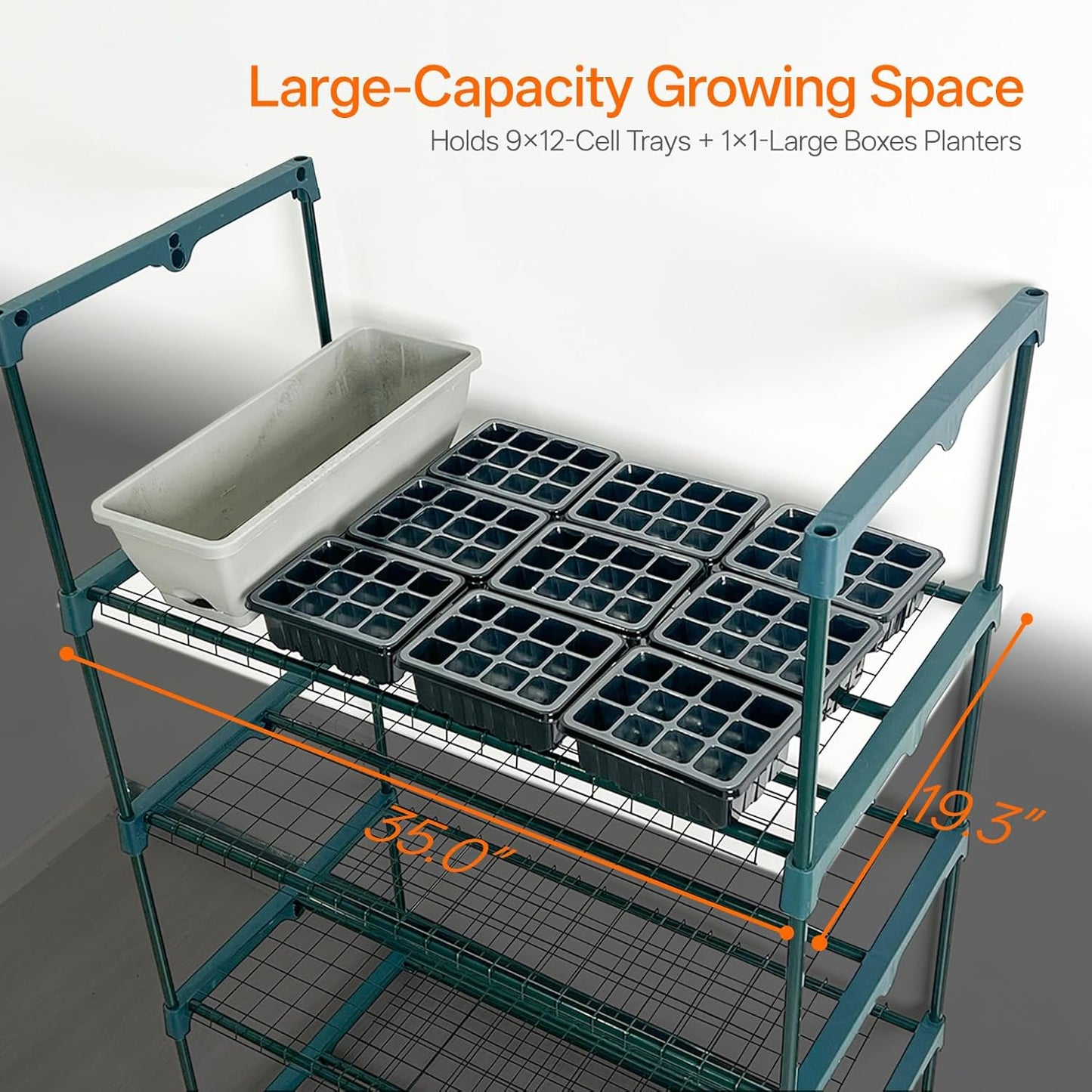 Indoor Greenhouse with Grow Light, 4-Tier Mini Green House, 4Pcs Grow Lights for Indoor Plants with Timer, Zippered PVC Grow Tent with Airflow Windows, Indoor Greenhouse Cabinet 35x19.3x63in