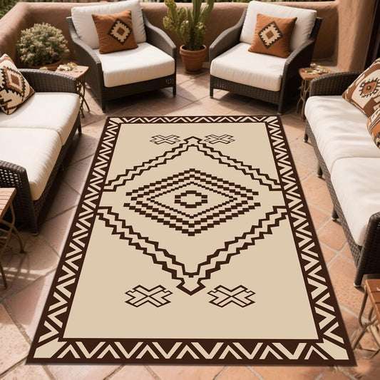 WILDROOTS 5x8 Feet Del Diamond Plastic Outdoor Rug, Stain Resistant Waterproof Reversible Outdoor Patio Rug, Fade Resistant Camping Rug