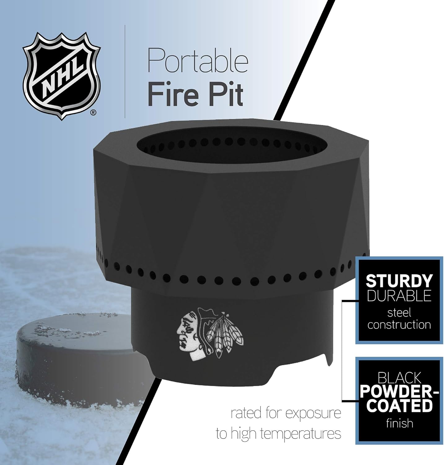 Blue Sky Outdoor Living NHL Florida Panthers Ridge Portable Steel Smokeless Fire Pit with Carrying Bag, Firewood and/or Wood Pellet Burning