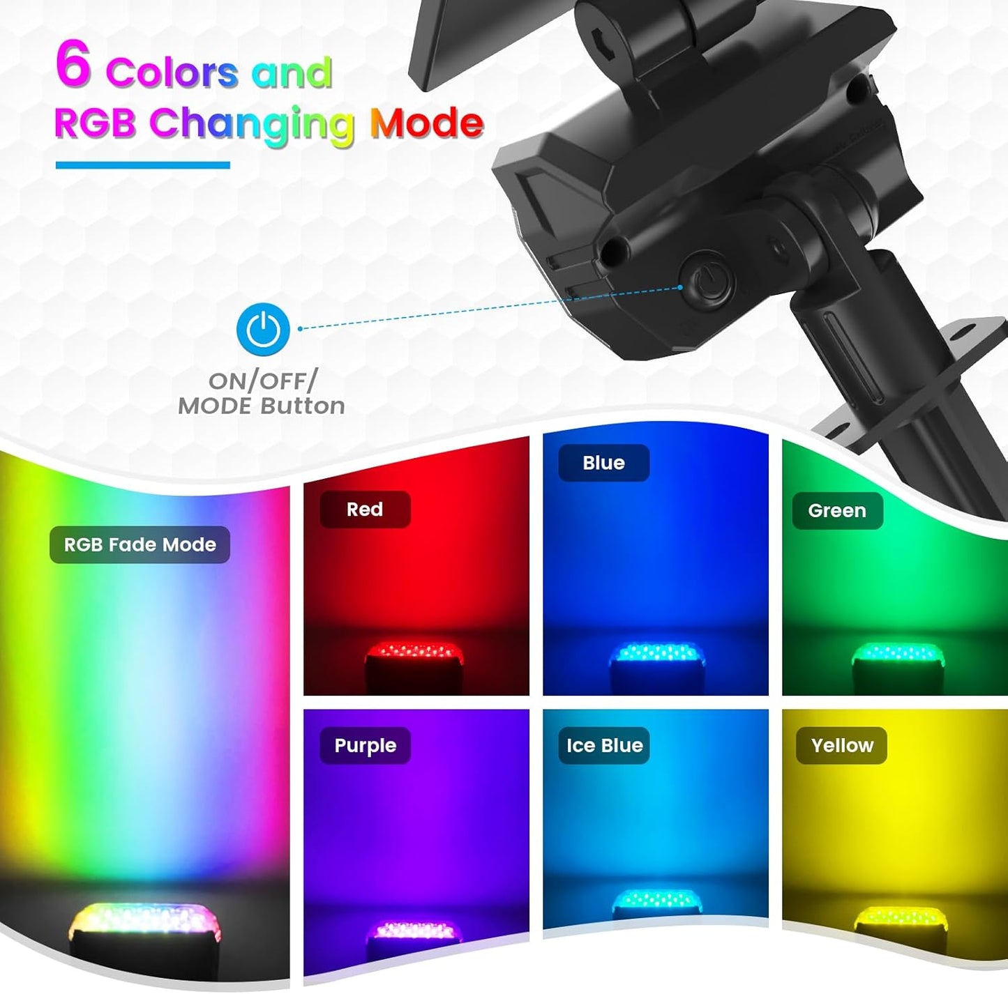 VOLISUN Solar Landscape Spotlights Adjustable Outdoor, Uplights Solar Waterproof IP67, Spot Lights Solar Powered for House,Tree,27 LED with 6 Colors Changing(4 Pack- RGB)