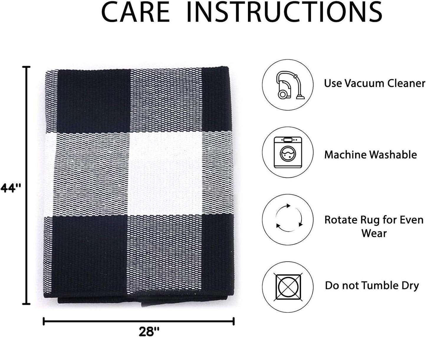 IOHOUZE Cotton Buffalo Plaid Check Rug Outdoor Doormat 27.5 x 43 Inches Washable Woven Outdoor Indoor Welcome Mats for Front Door/Farmhouse/Entryway/Home Entrance black and White Outdoor Rug