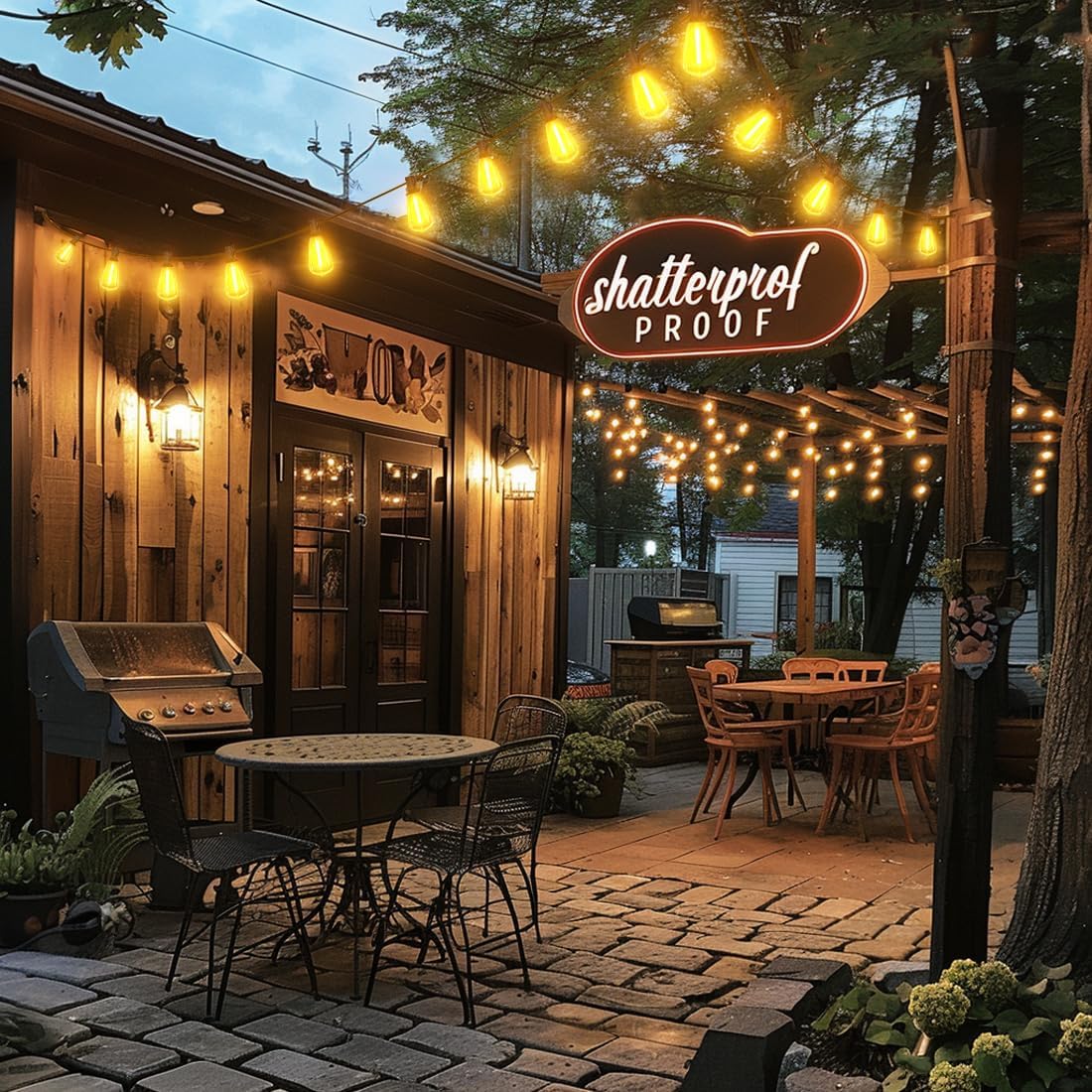 100FT Remote Outdoor String Lights for Outside, 50+2 LED Waterproof Shatterproof Edison Dimmable Timer Bulbs, 2500K Warm White Patio Lights for Garden Backyard Yard Hanging Lighting