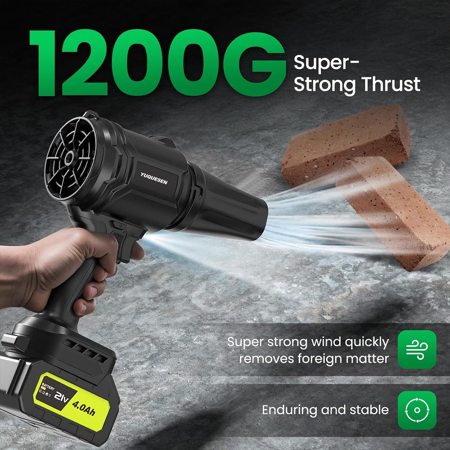 Cordless Leaf Blower, 980,000 RPM Handheld Leaf Blower with 2 X 4.0Ah Batteries & Charger, Lightweight Leaf Blowers for Patio Cleaning, Lawn Care, Leaves, Dust