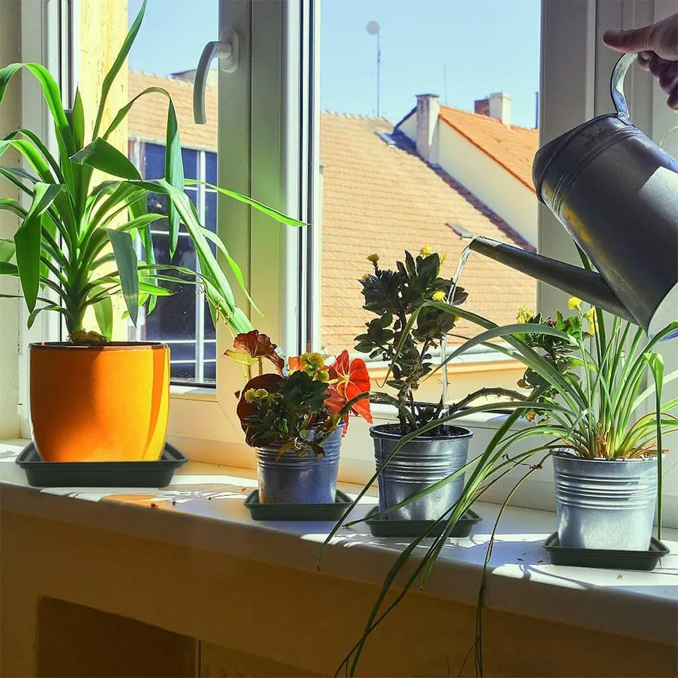 Square Plant Saucer 16 Inch 4 Pack, Heavy Plastic Plant Saucer,Deep Heavy Duty Plant Pot Saucers, Planters for Indoors and Outdoors Plants, Garden Large Plant Trays for Pots.