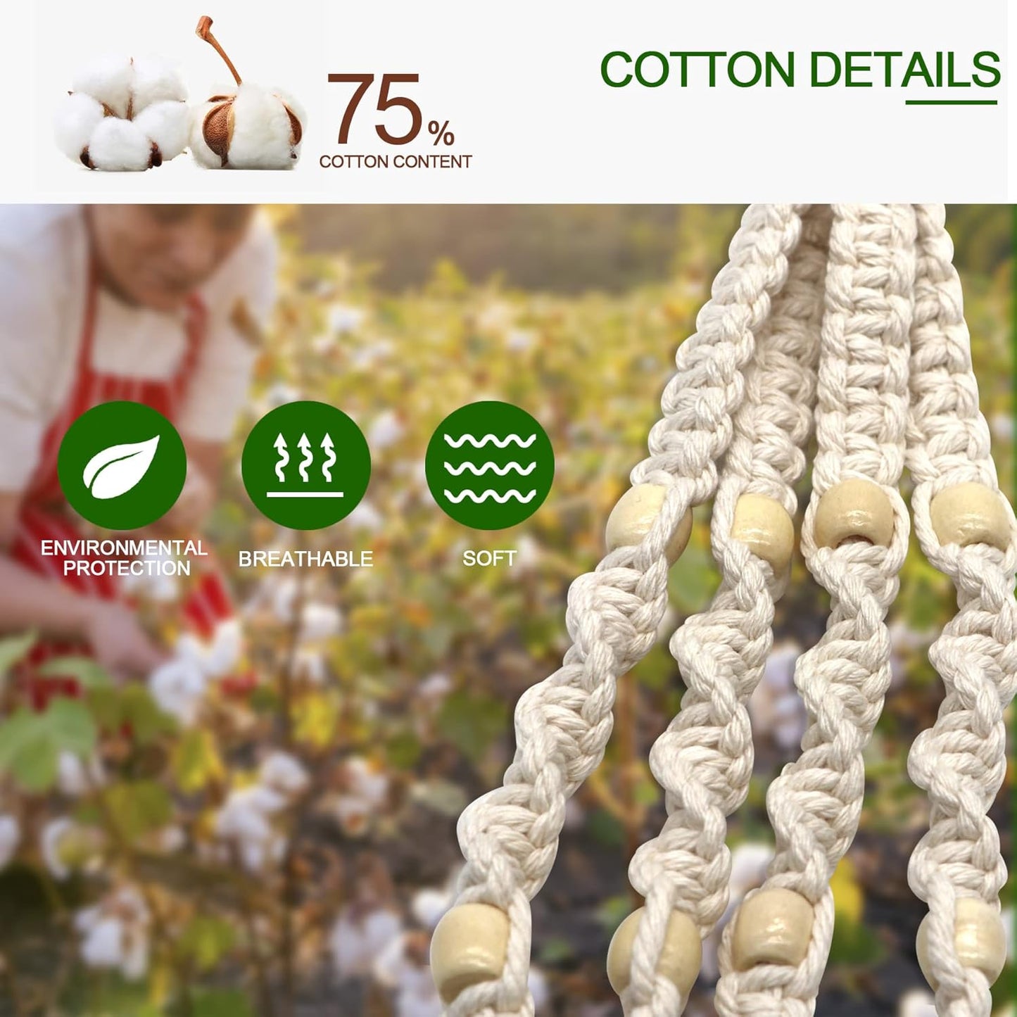 IGaiety Macrame Plant Hanger 5 Pcs Indoor Outdoor Hanging Plant Holders Handmade Plant Hangers Cotton Rope Planters with 5 Pcs Ceiling and S Hooks for Small Plants Pots Boho Home Decor