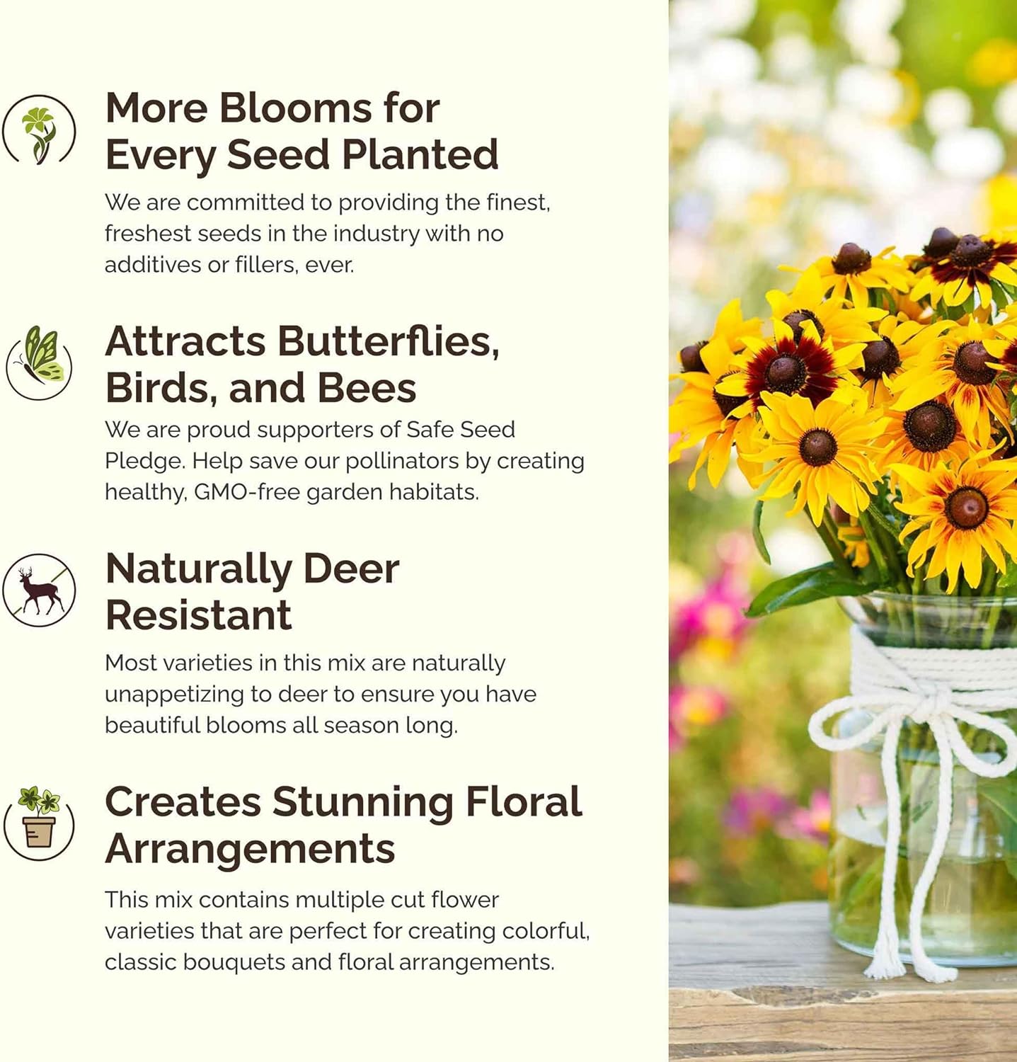 Eden Brothers All Perennial Wildflower Mixed Seeds for Planting, 1 lb, 480,000+ Seeds with Lupine, Shasta Daisy | Attracts Pollinators, Plant in Spring or Fall, Zones 3, 4, 5, 6, 7, 8, 9, 10