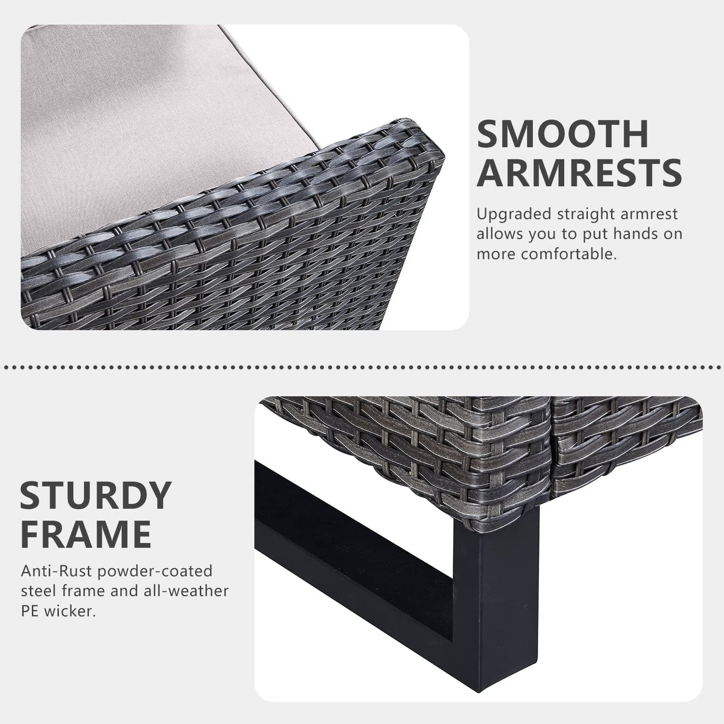 HUMMUH 8 Piece Patio Furniture with Fire Pit,PE Wicker Outdoor Conversation Sets-6-Seater Sofa,Patio Swivel Chairs Outdoor Chairs, Propane Fire Pit,Side Table for Porch,Garden,Backyard