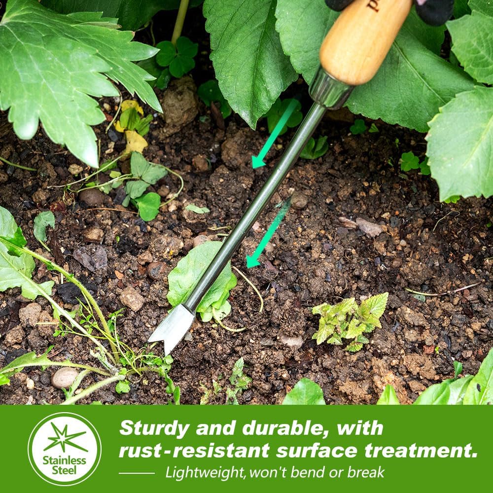 Berry&Bird Dandelion Weeding Tool Crack Weeder Manual Hand Weeder, V-Shaped Fork Easy Weed Removal & Uprooting, Garden Weed Puller Tool for Patio Lawn Yard