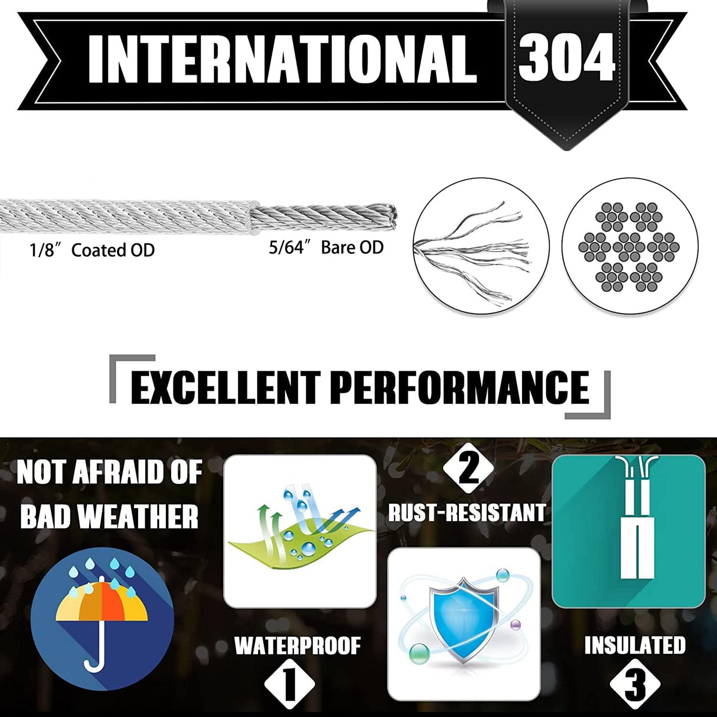 1/8" Wire Rope,Turnbuckles for Cables Wire, 304 Stainless Steel Cable,M5 Turnbuckle Kit,Wire Cable Turnbuckle Tensioner…