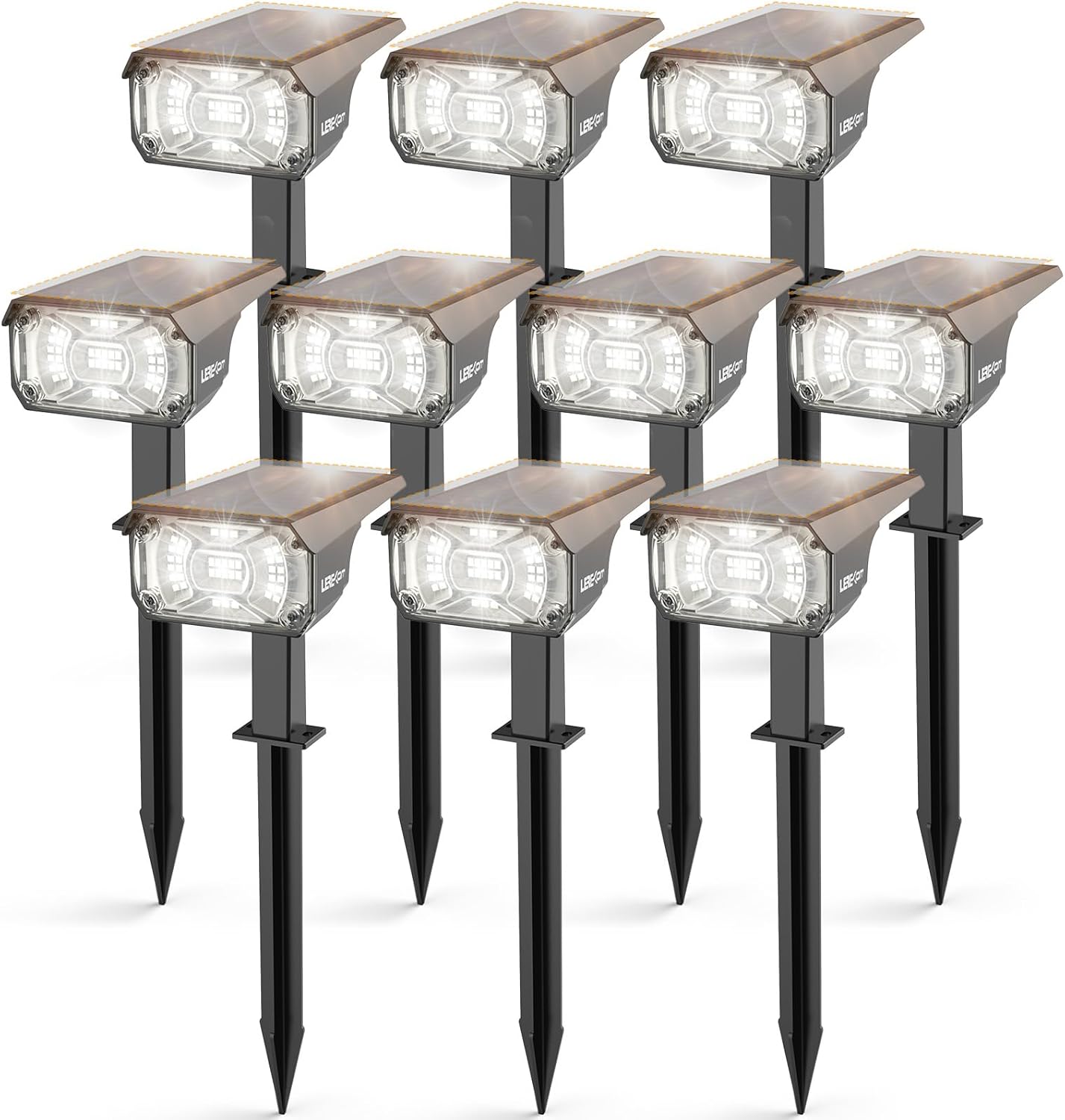 Solar Spot Lights,IP65 Waterproof 40 LED's Landscape Spotlights,3 Modes Outdoor Garden Lights, 360 Adjustable Lighting Angle, Solar Powered Wall Lights for Yard Porch 10 Pack