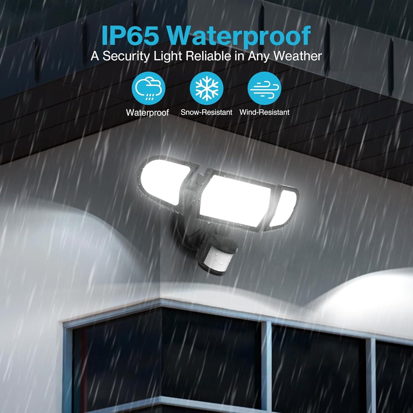 Olafus 100W LED Security Light Motion Sensor Outdoor Light, 2 Pack Motion Flood Light Dusk to Dawn, 9000LM Super Bright 6500K Exterior Motion Detector Floodlight for Garage Yard Porch Eave IP65, Black