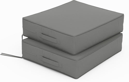Patio Chair Cushions 18.5 X 16 X 4 Inch Waterproof Outdoor Seat Cushions for Patio Furniture, Outdoor Sofa Couch Pads with Ties & Handle, Set of 2, Light Grey