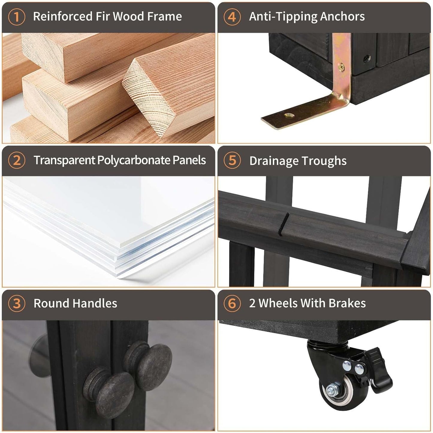 Wooden Cold Frame Greenhouse with Wheels, Portable Fir Garden Plant House with Storage Box, Openable Roof for Seedlings, Herbs, Winter Crops, Perfect for Patio, Balcony, Garden