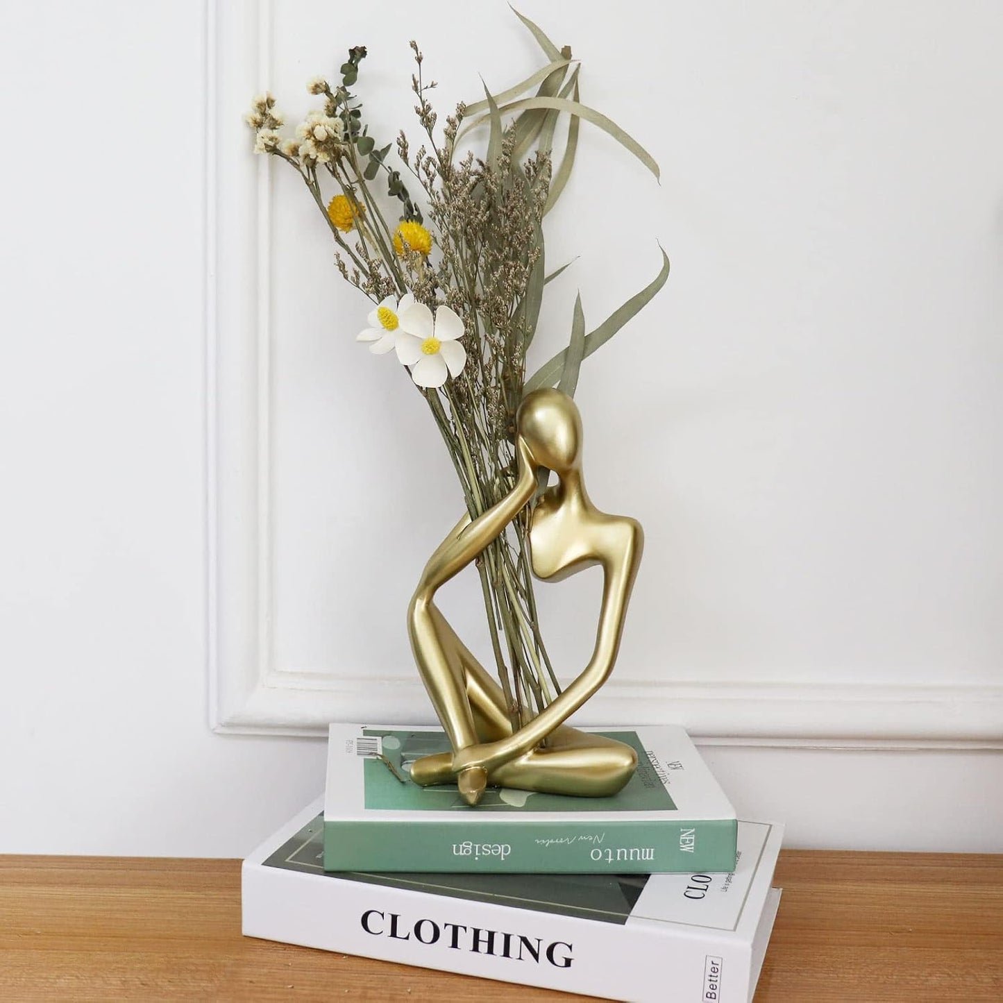 Thinker Statues and Sculptures, Resin Thinker Statue Ornaments, Abstract Style Sculptures, Housewarming Gifts, Housewarming Decorations, Living Room Dining Desk Decorations(Gold Right, Large)