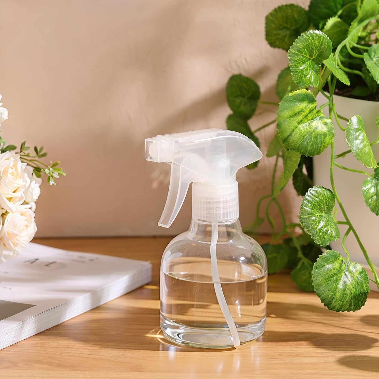 Jinei 24 Pcs 8 oz Empty Plastic Spray Bottle with Trigger Sprayers Pet Adjustable Head from Fine to Stream Refillable for Hair Plants Cooking Pets, No Leakage(Clear)