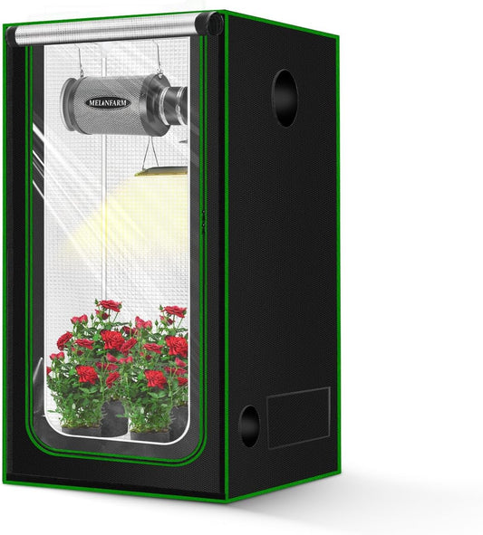 MELONFARM 2x2 Grow Tent, 24"x24"x55" Double Transparent Viewing Door Indoor Grow Tent, Growing Tent with High Reflective Mylar & Floor Tray, Plant Tent for Indoor Hydroponics Growing