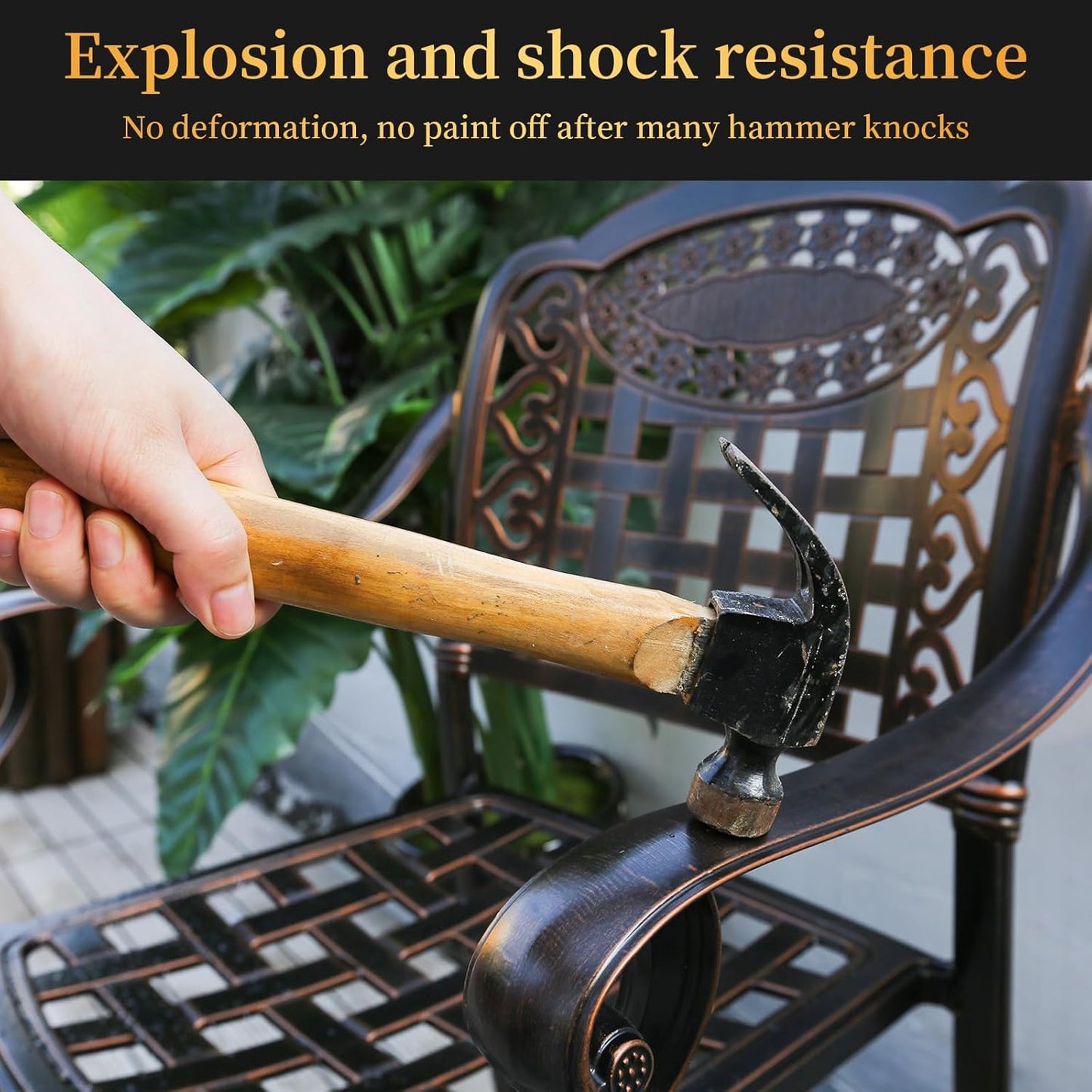 Outdoor Dining Chair Cast Aluminum Patio Chairs Set of 2 All-Weather Patio Dining Chair with Adjustable Feet for Backyard Garden (Die-Casting C Chair)